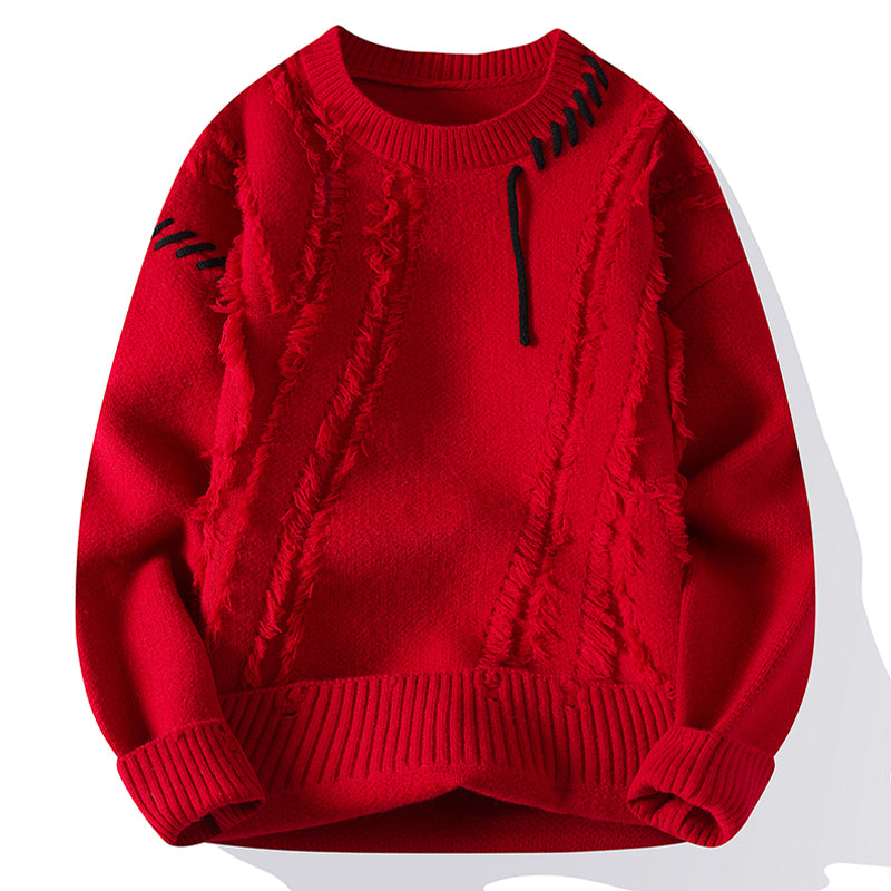 Color Blocked Loose Fit Knit Sweater for Men