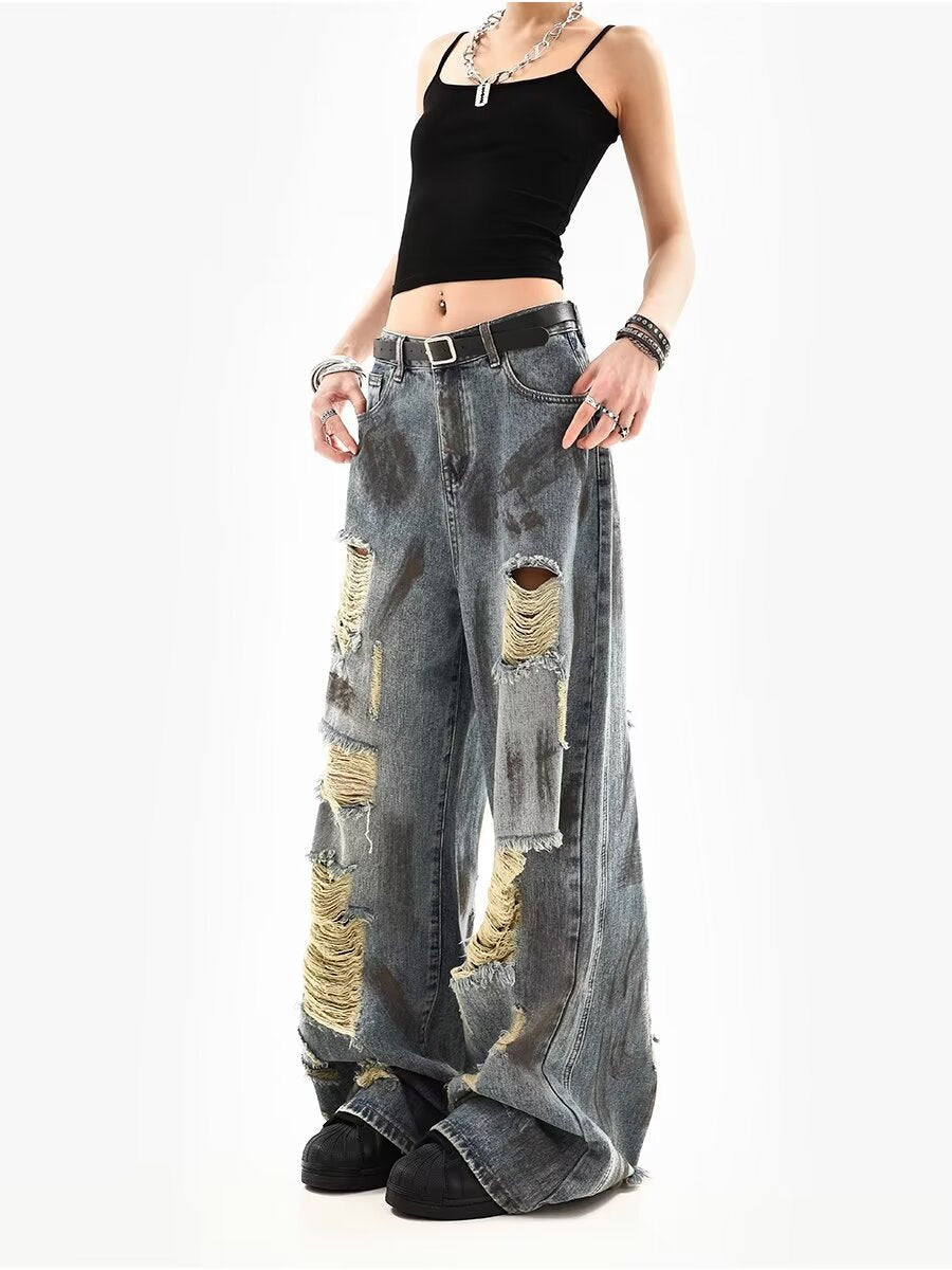 Wasteland Style Distressed Women Jeans