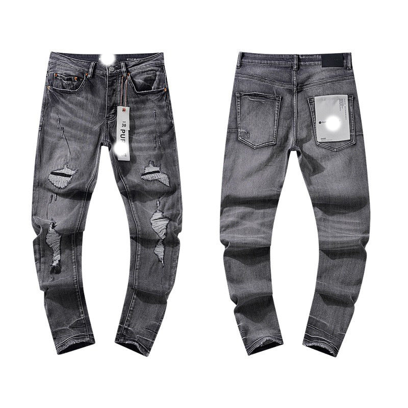 Men's Slim Fit Distressed Cotton Jeans