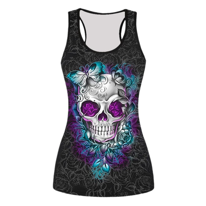 Women's Sleeveless 3D Printed Slim Fit T-Shirt