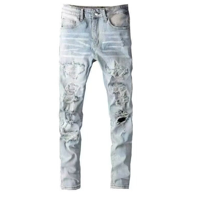 Amiri Slim Fit Embroidered Patch Denim Pants for Men