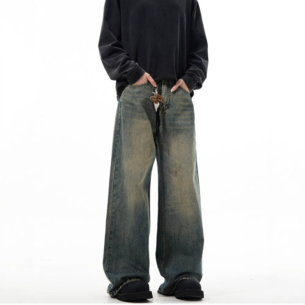 Relaxed straight-leg wide-leg jeans