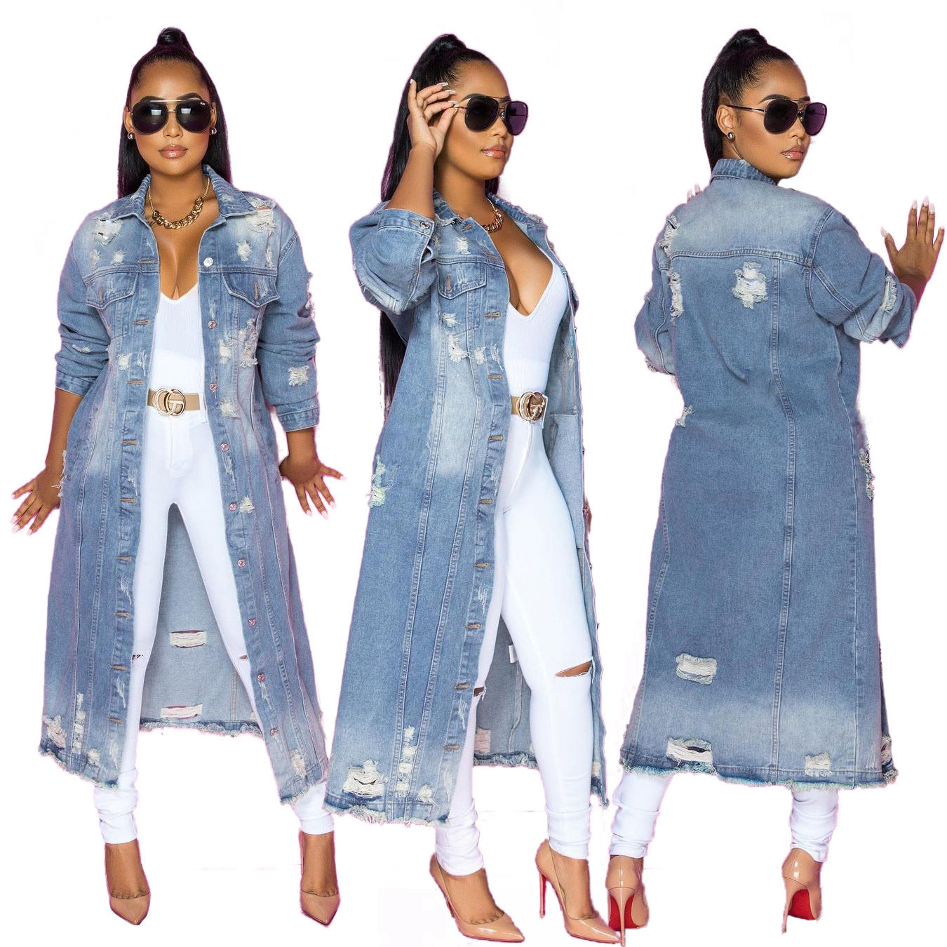 Women's Loose Fit Long Sleeve Denim Jacket