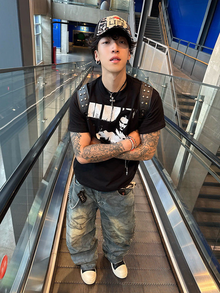 Baggy straight-Leg Washed Loose Jeans