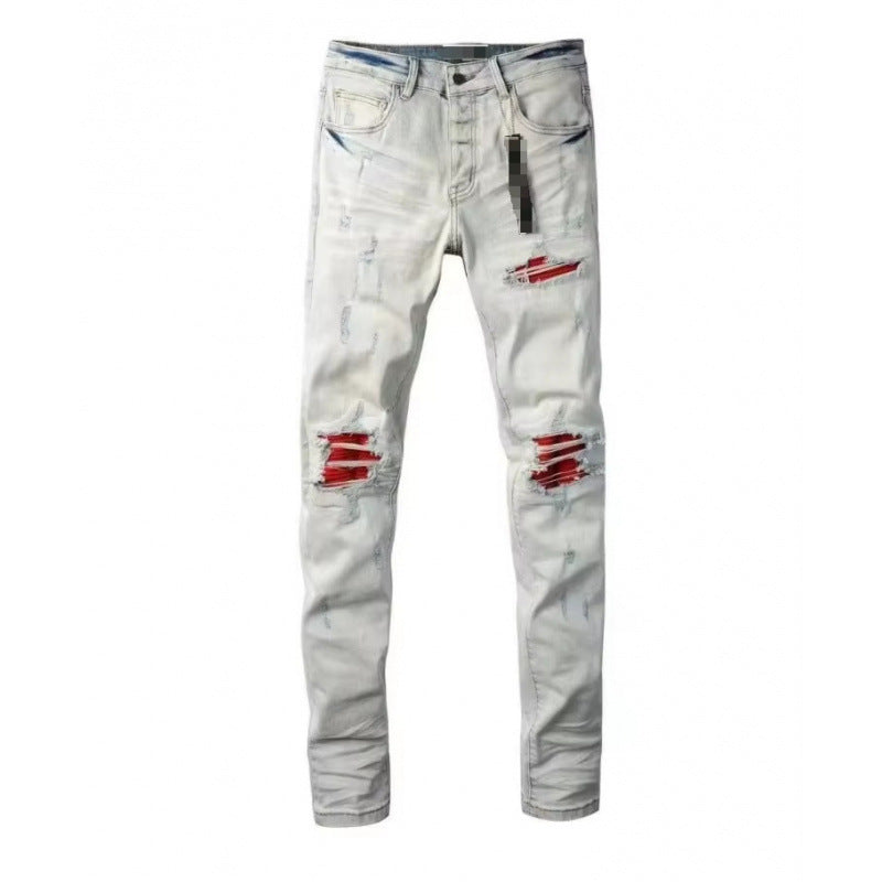 Amiri Straight-leg patchwork embroidered jeans