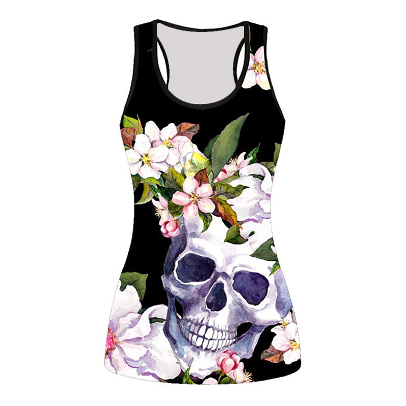 Women's Sleeveless 3D Printed Slim Fit T-Shirt