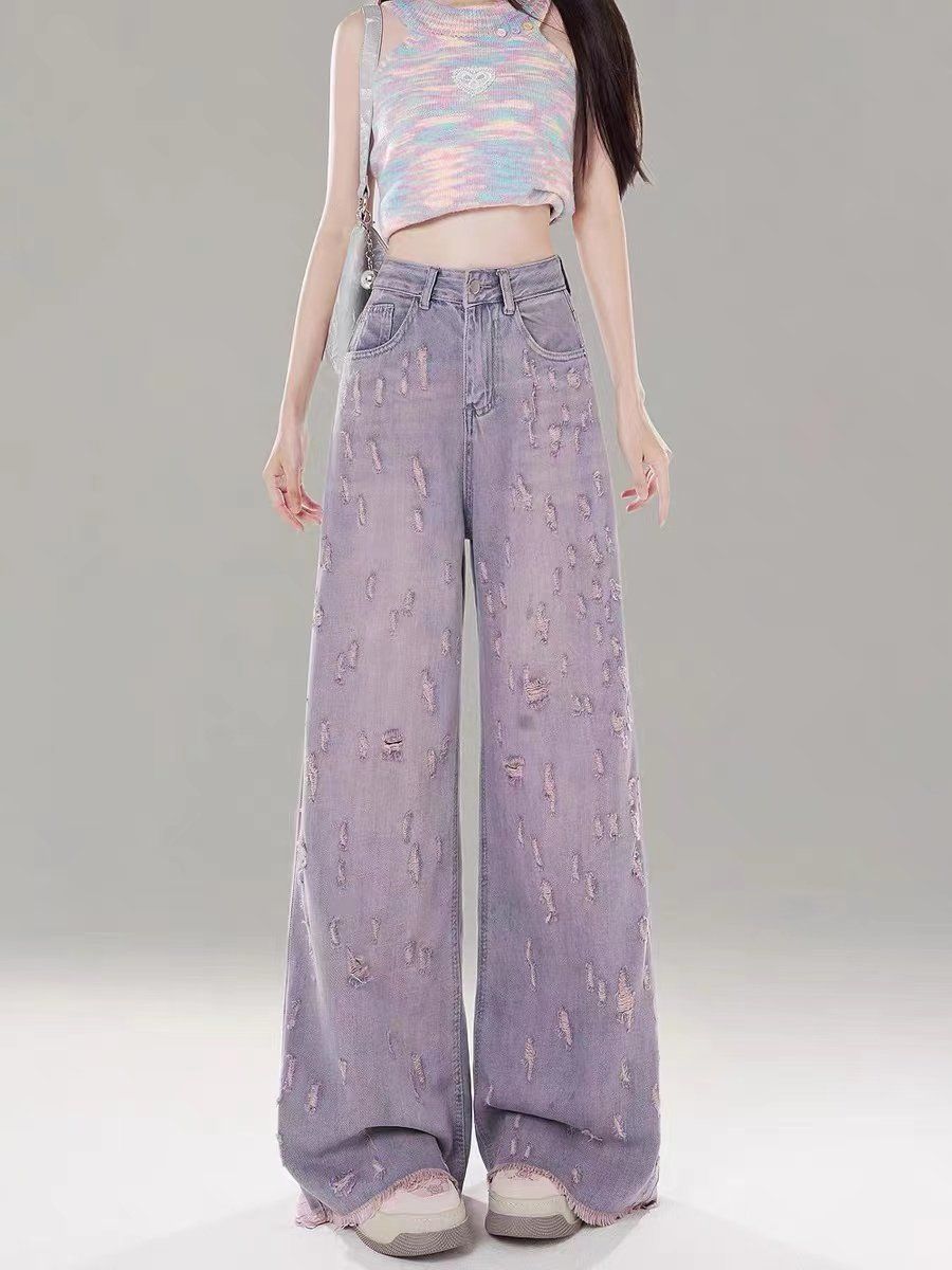High-waisted wide-leg jeans
