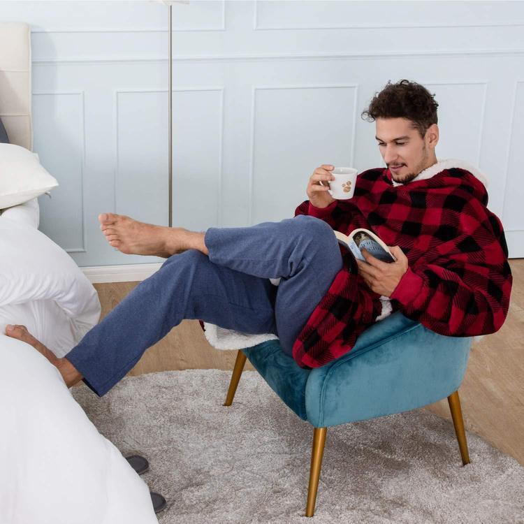 Wearable Flannel Blanket Hoodie for Home and Outdoor