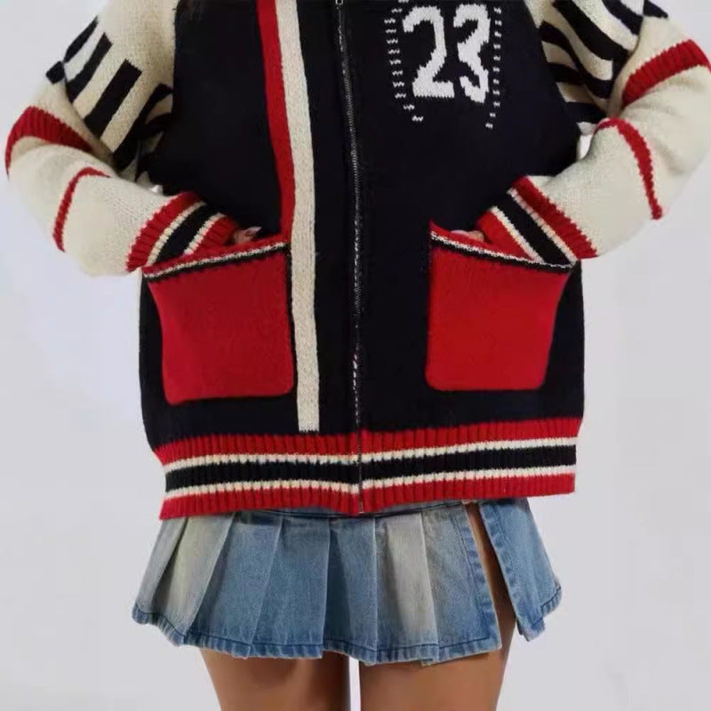 Sweater Cardigan five-pointed star jacquard for women