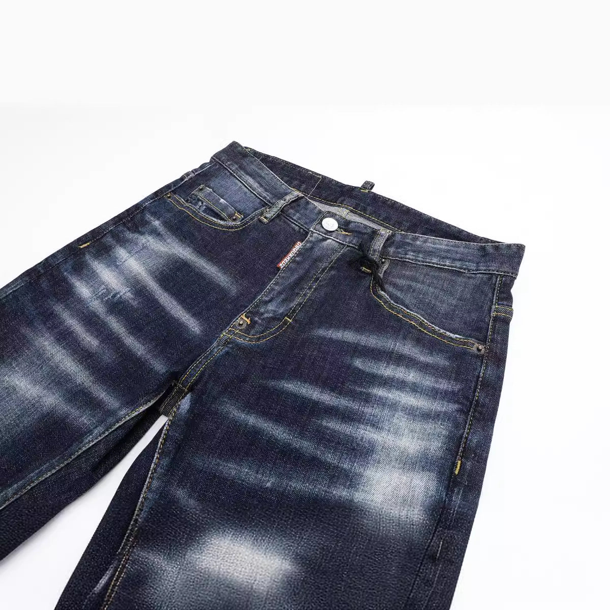 Stretch Washed Inkjet Ripped Tight Jeans Men's Pants