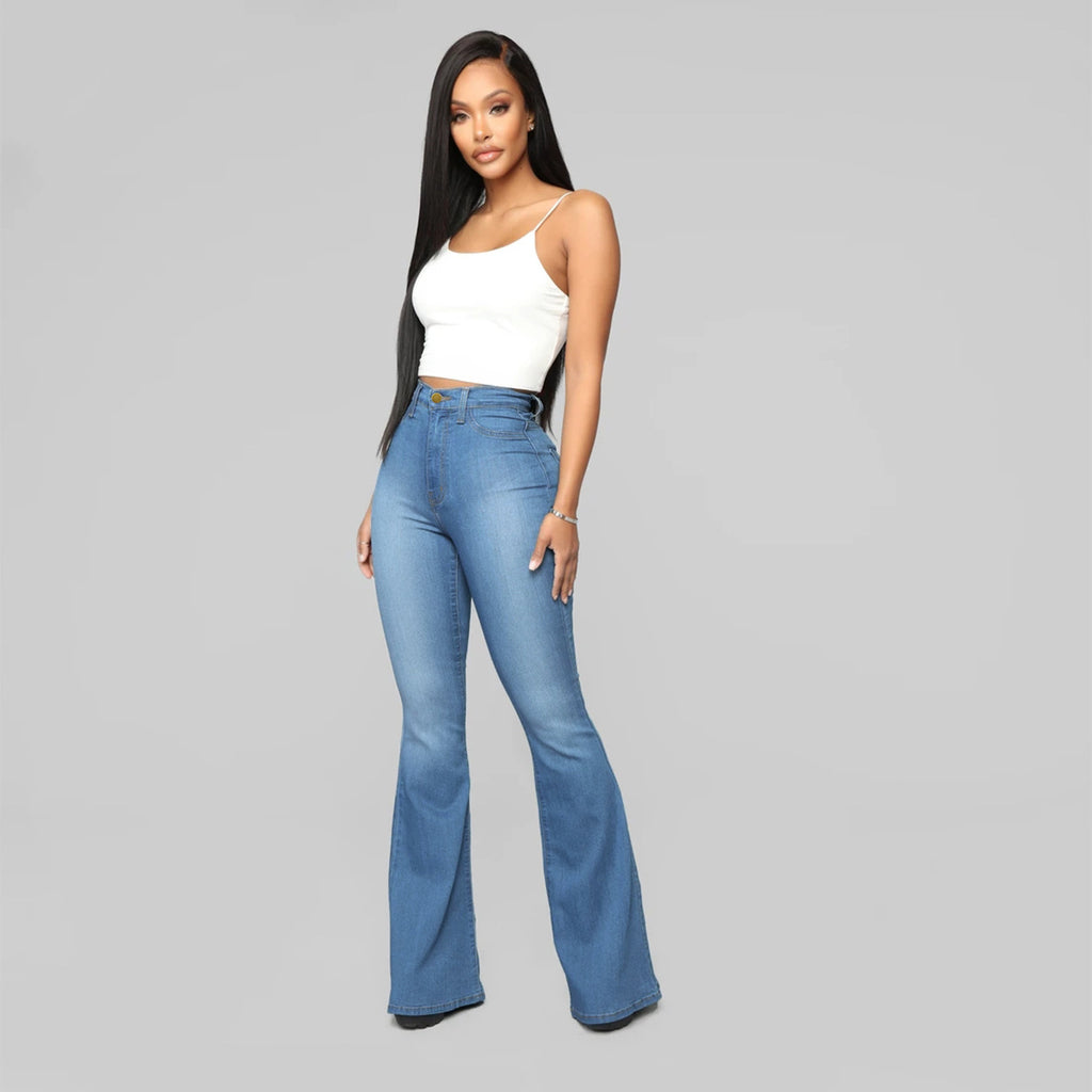 High Waist Stretch Flared Jeans