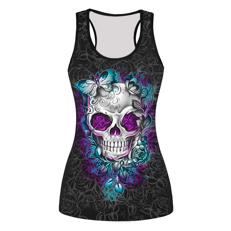 Women's Sleeveless 3D Printed Slim Fit T-Shirt