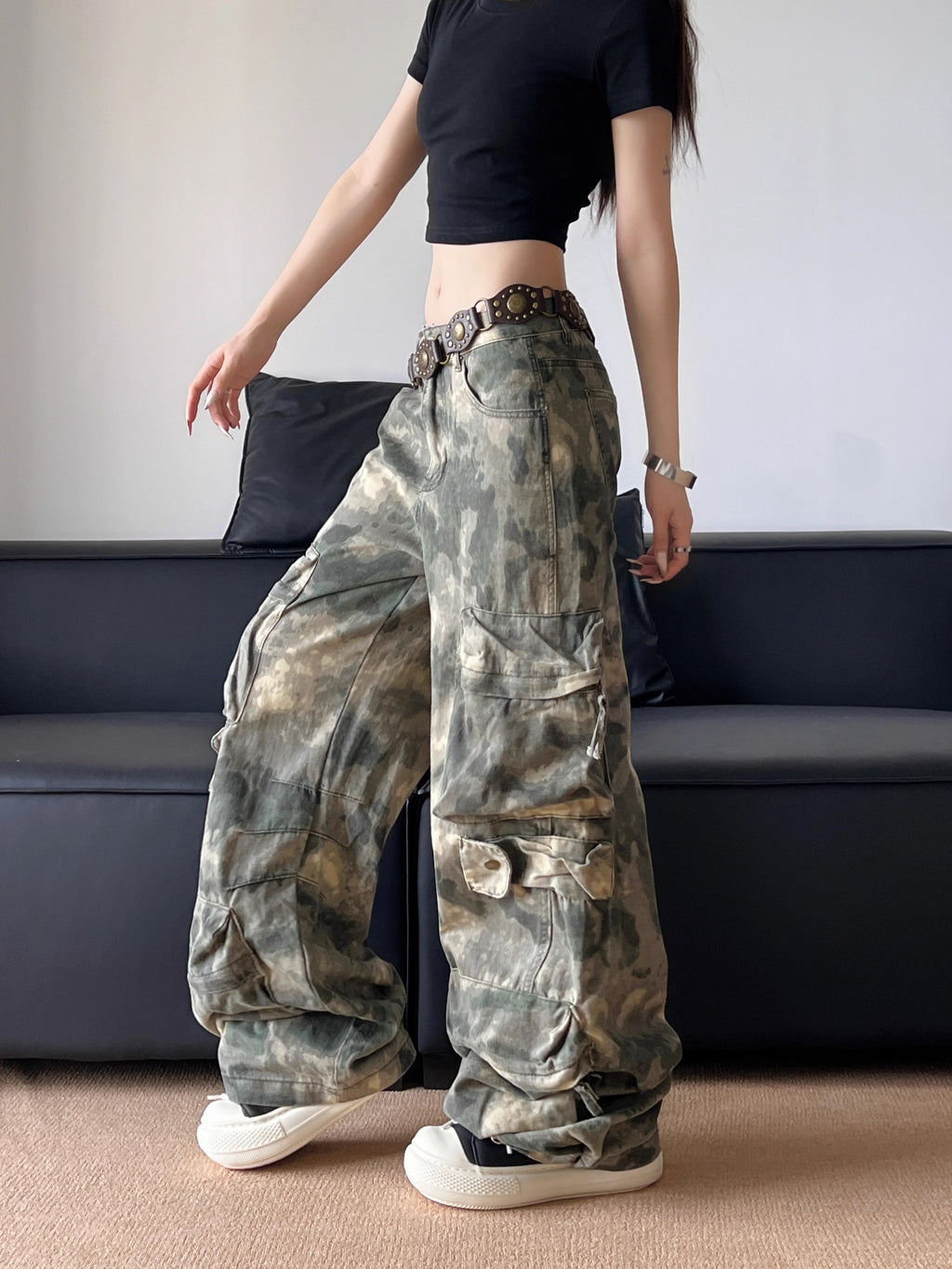 American Retro Camouflage Cargo Pants