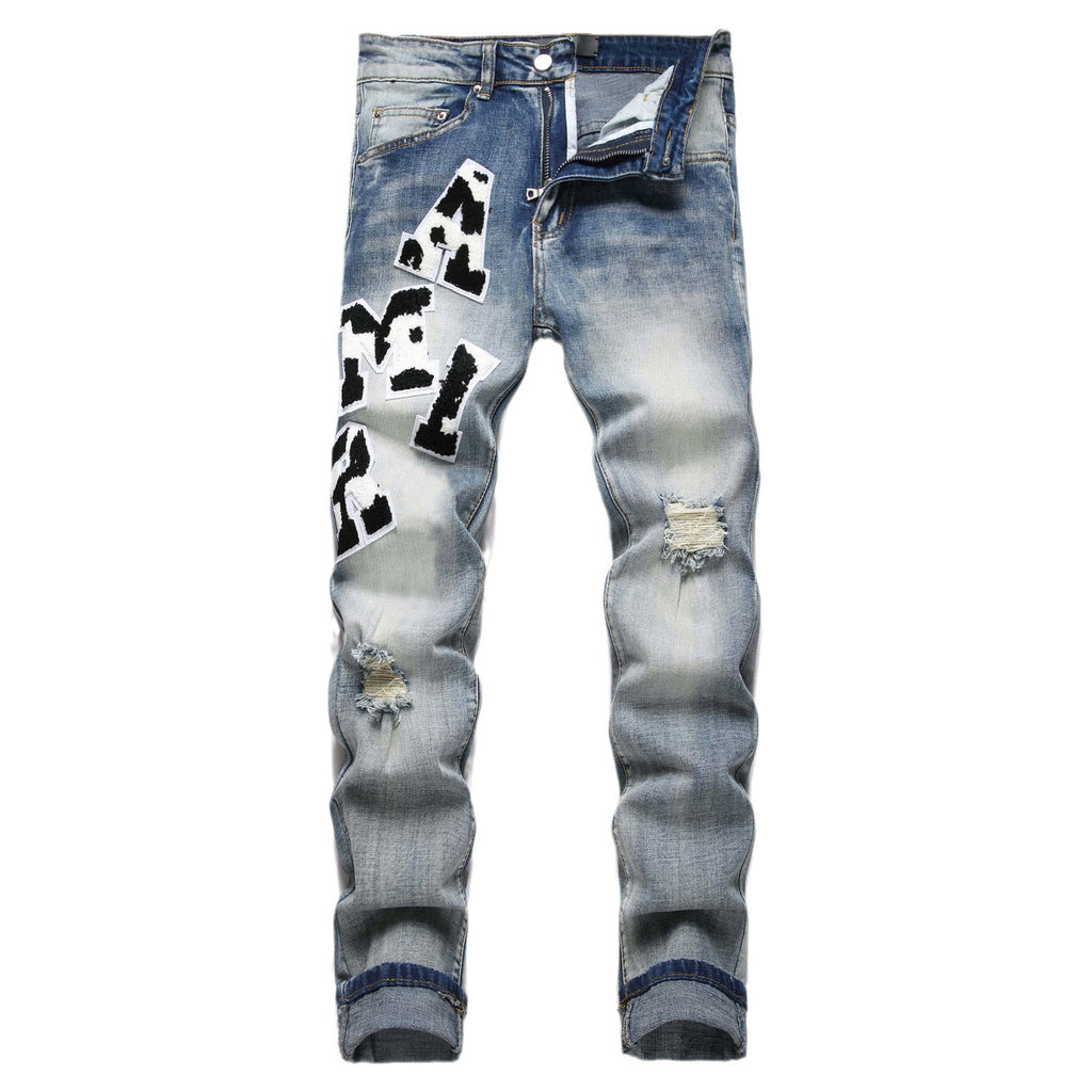 Amiri Embroidery Street fashion Distressed jeans