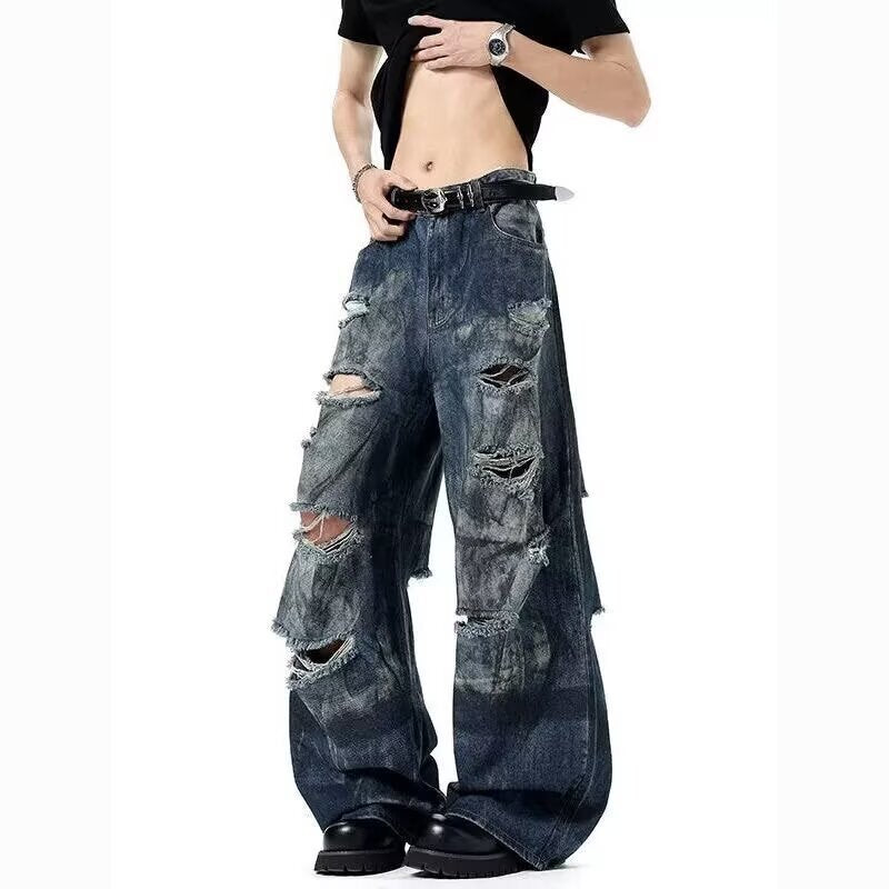 Wasteland wind-breaking hole jeans