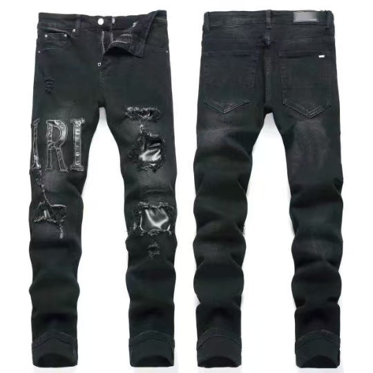 Amiri Slim Fit Embroidered Patch Denim Pants for Men