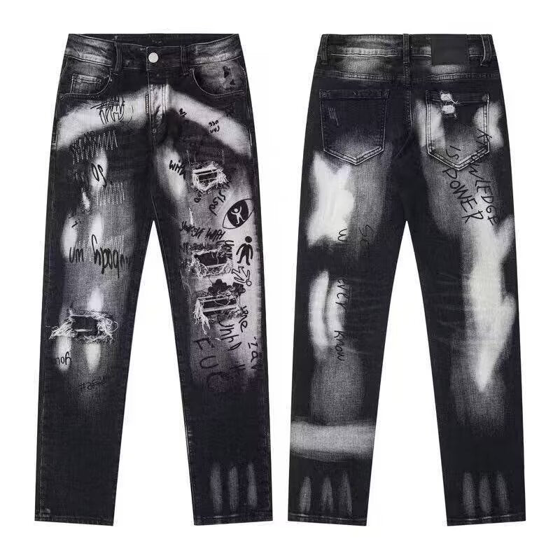 Amiri Slim Fit Embroidered Patch Denim Pants for Men