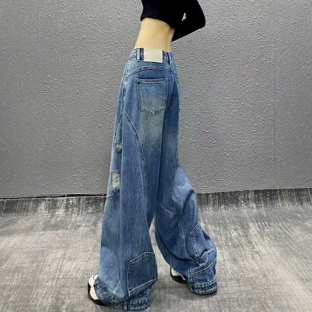 Retro Ripped High-Waist Jeans