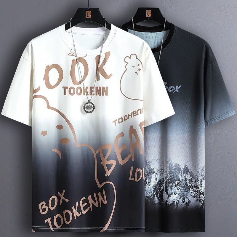 Men's Summer Ice Silk Loose Gradient T-Shirt