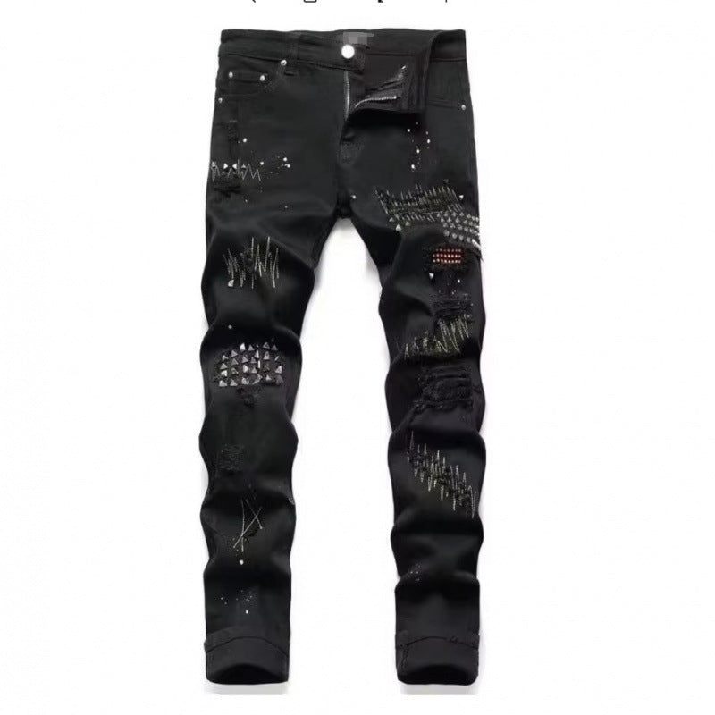Amiri Straight-leg patchwork embroidered jeans