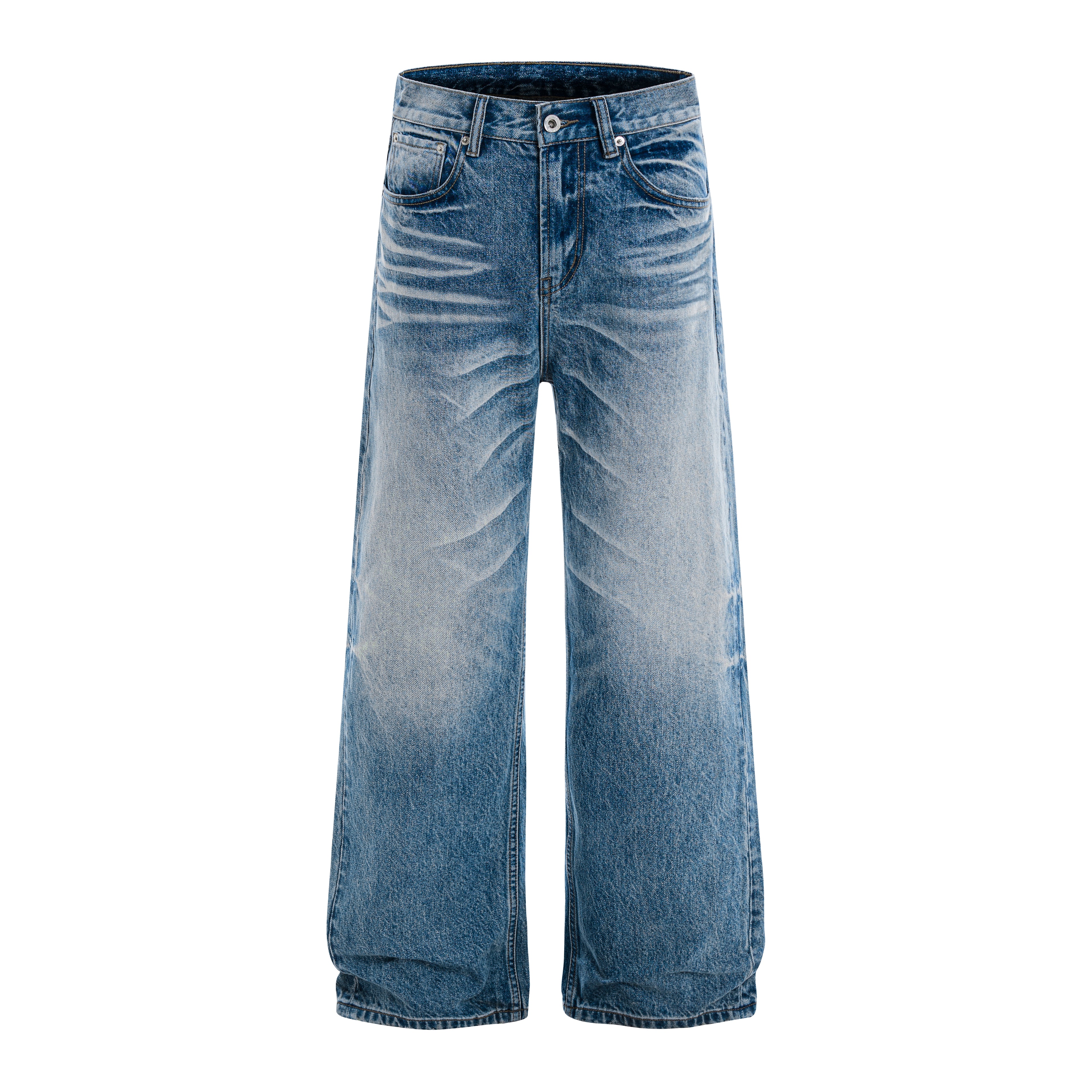 American-Style Washed Denim Jeans for Men