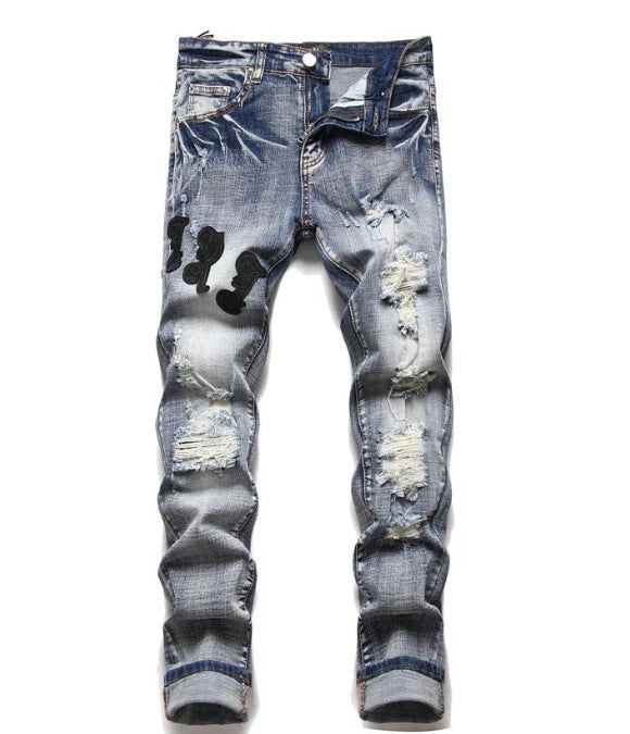 Amiri Slim Fit Embroidered Patch Denim Pants for Men