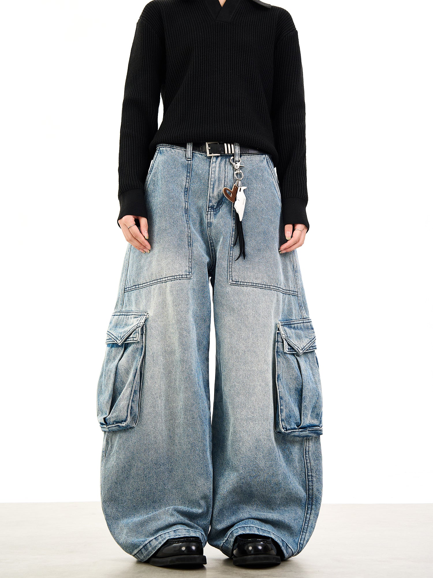 Baggy Washed Blue Cotton Jeans
