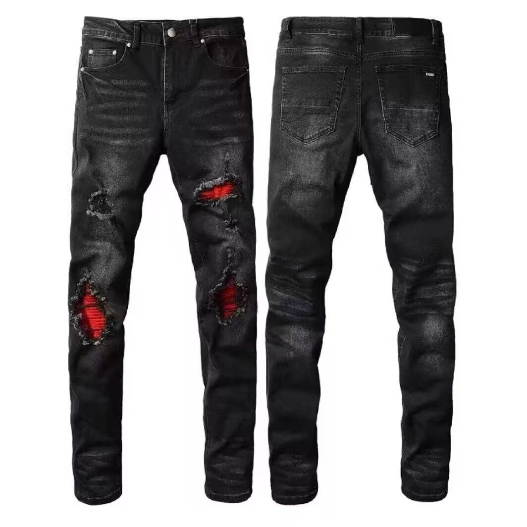 Amiri Slim Fit Embroidered Patch Denim Pants for Men