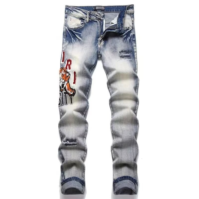 Amiri Slim Fit Embroidered Patch Denim Pants for Men