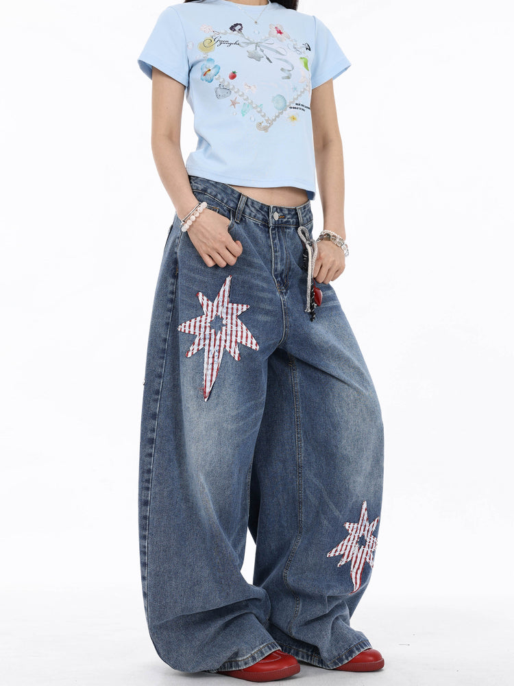 Star patch jeans