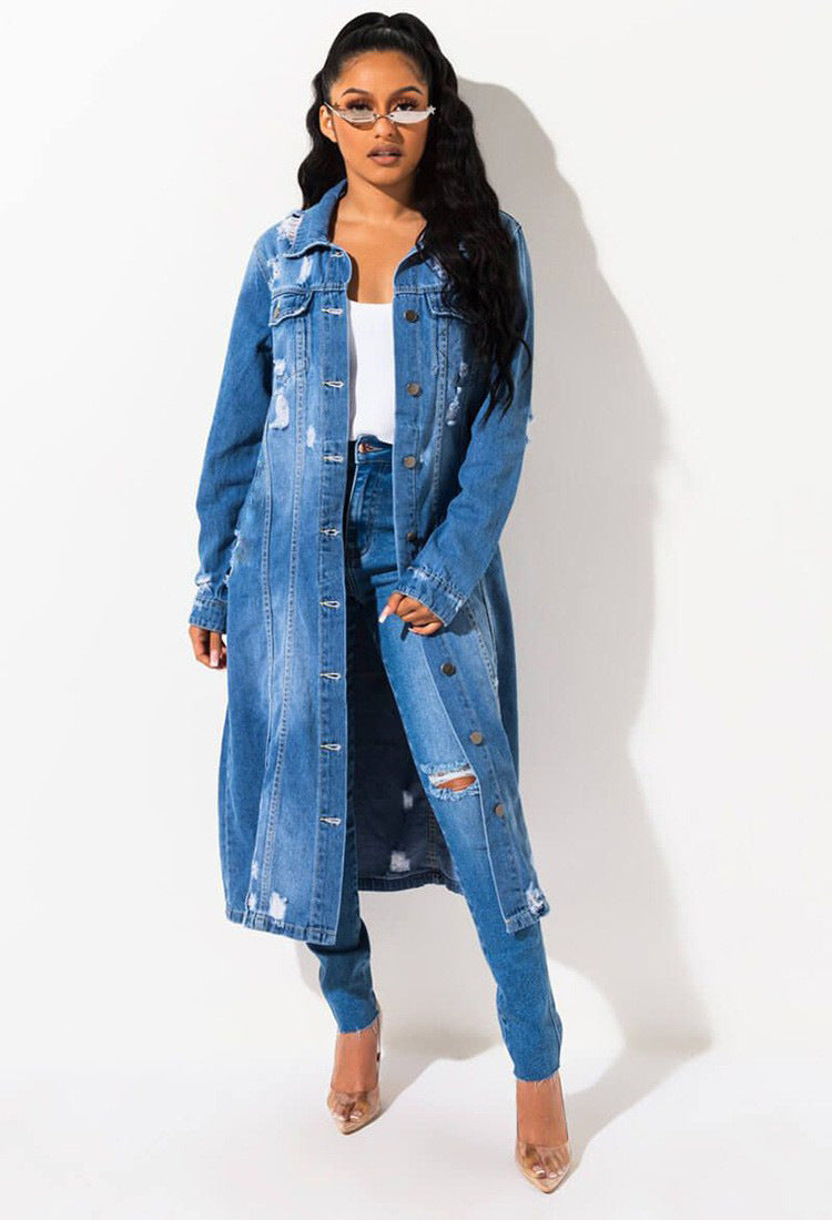 Women's Loose Fit Long Sleeve Denim Jacket