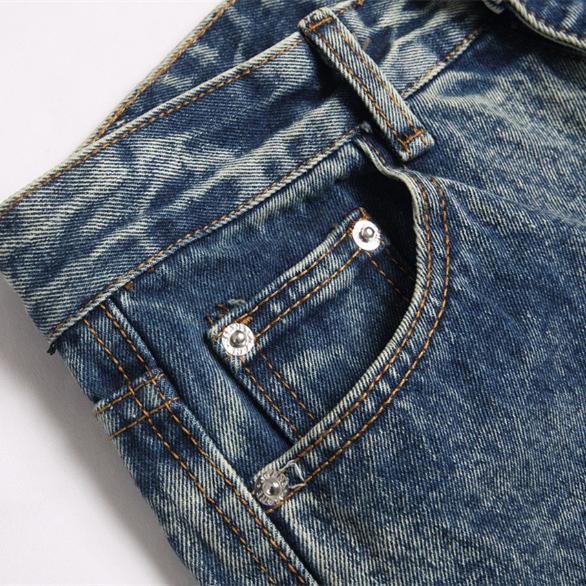 Letter-stitched denim pants