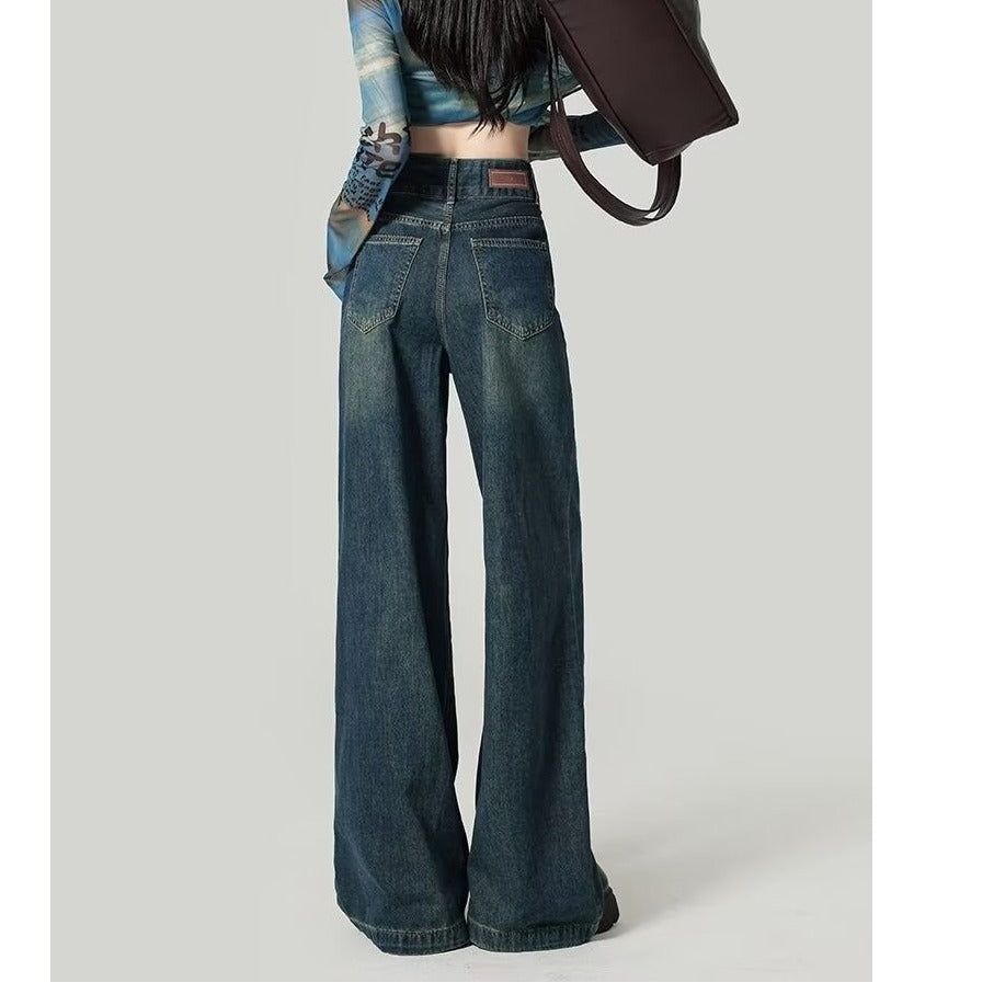 Women High Waist Loose Straight Jeans