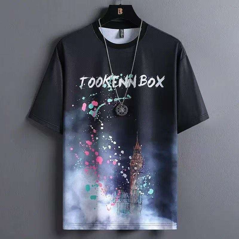 Men's Summer Ice Silk Loose Gradient T-Shirt