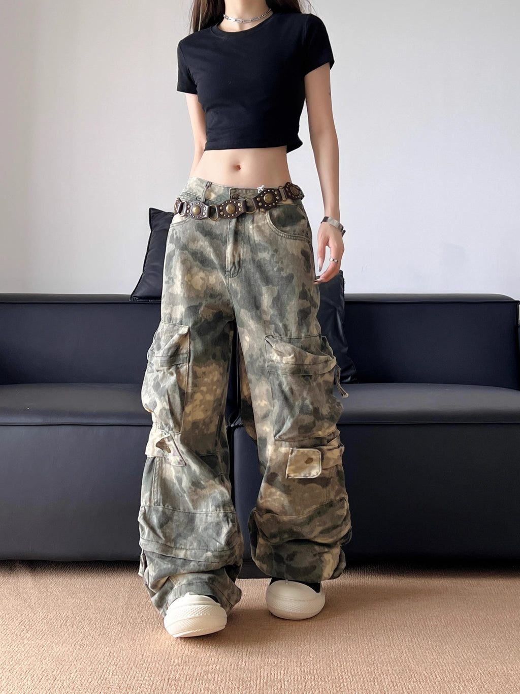 American Retro Camouflage Cargo Pants