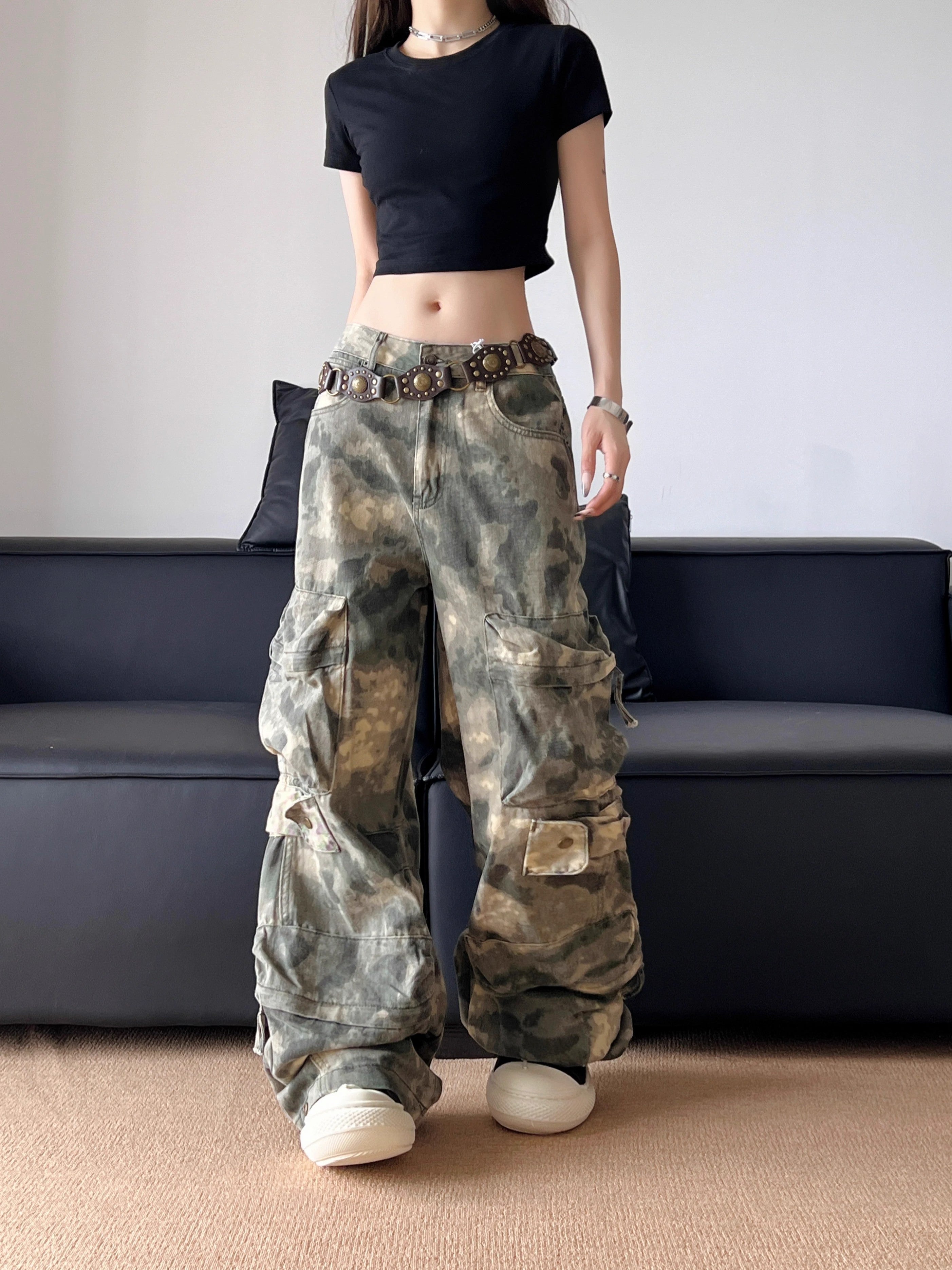 American Retro Camouflage Cargo Pants