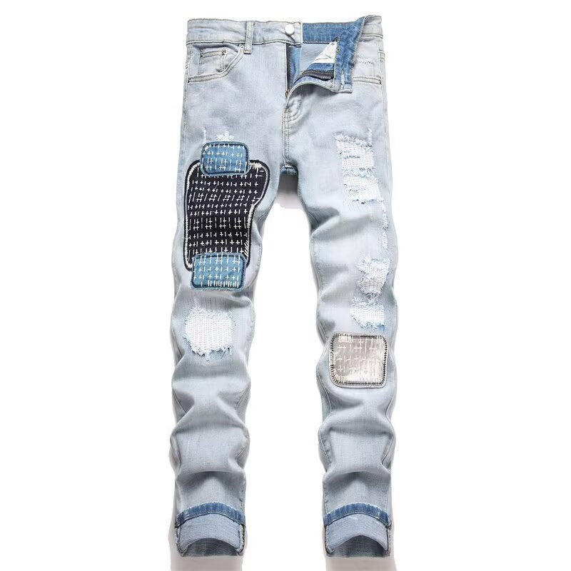 Amiri Slim Fit Embroidered Patch Denim Pants for Men