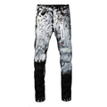 Purple Brand Hole-punched oil painting jeans