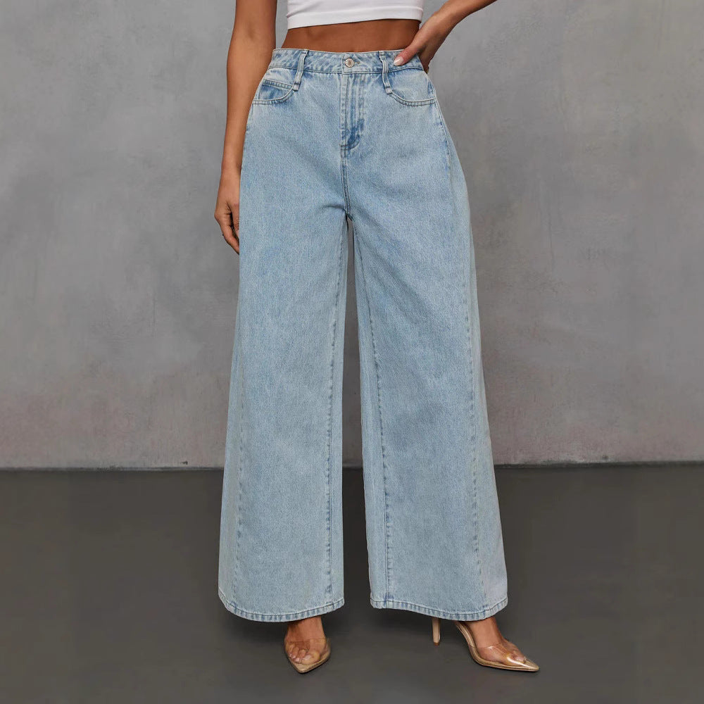 Loose-fitting women's denim jacket and pants set