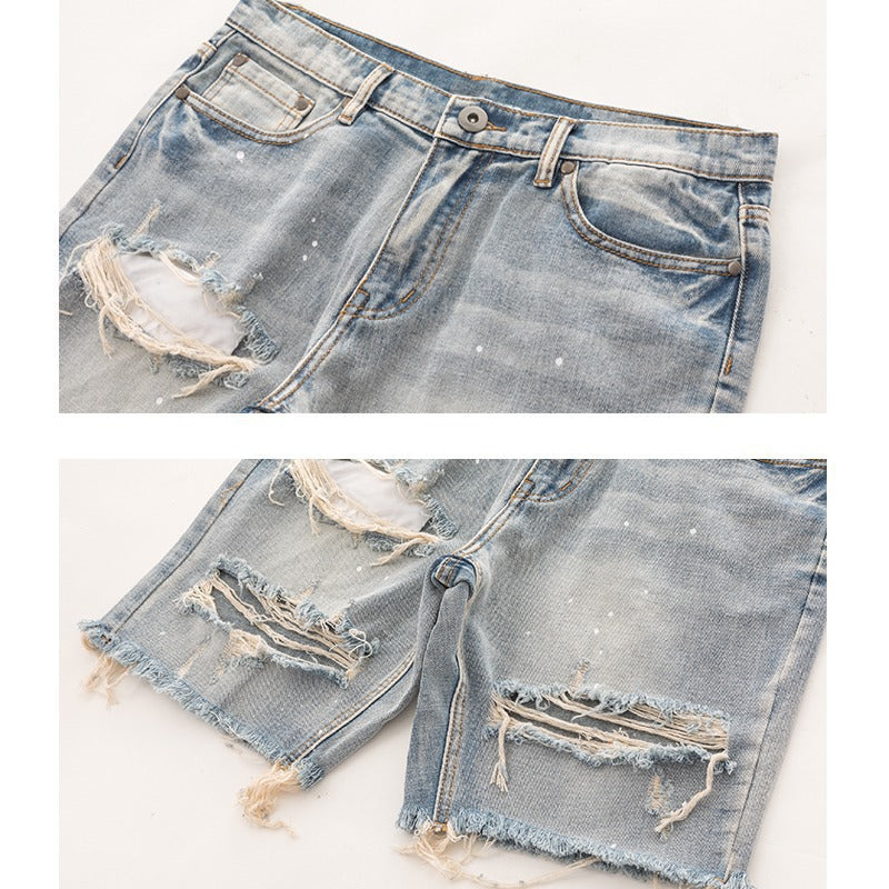 Retro Ripped Denim Shorts