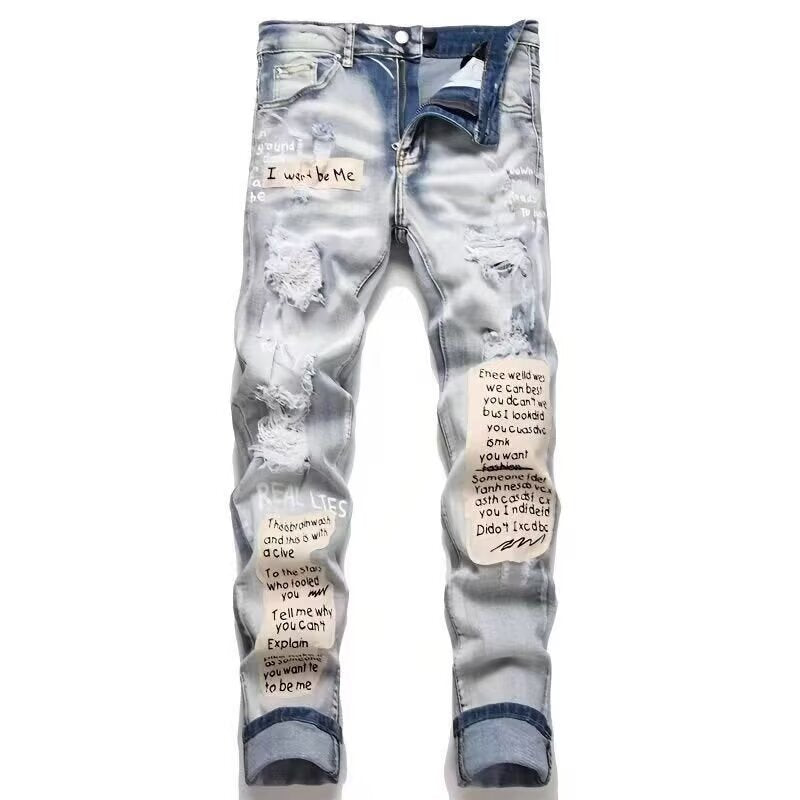Amiri Straight-leg patchwork embroidered jeans