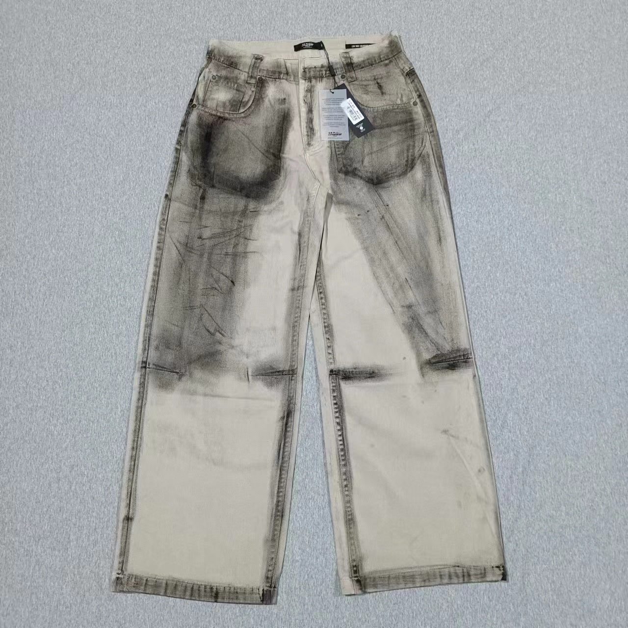 Loose Fit Light Wash Denim Bell-Bottom Jeans