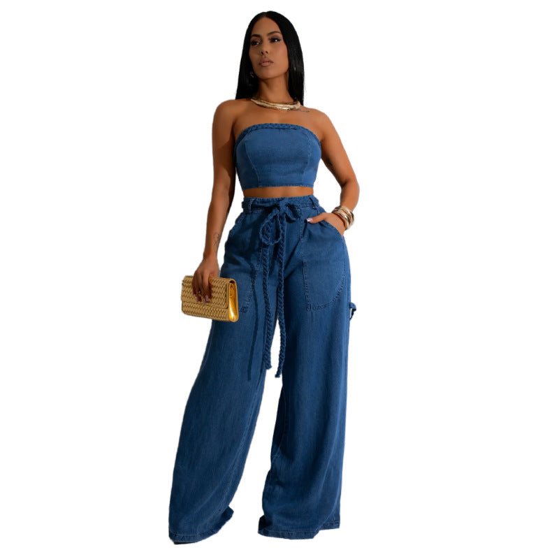 Distressed jeans set