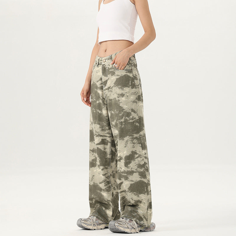 Camouflage pattern streetwear cotton jeans