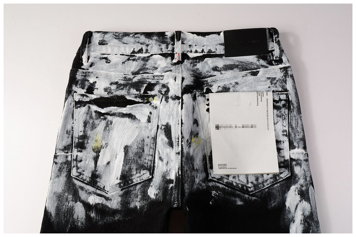 Purple Brand Hole-punched oil painting jeans