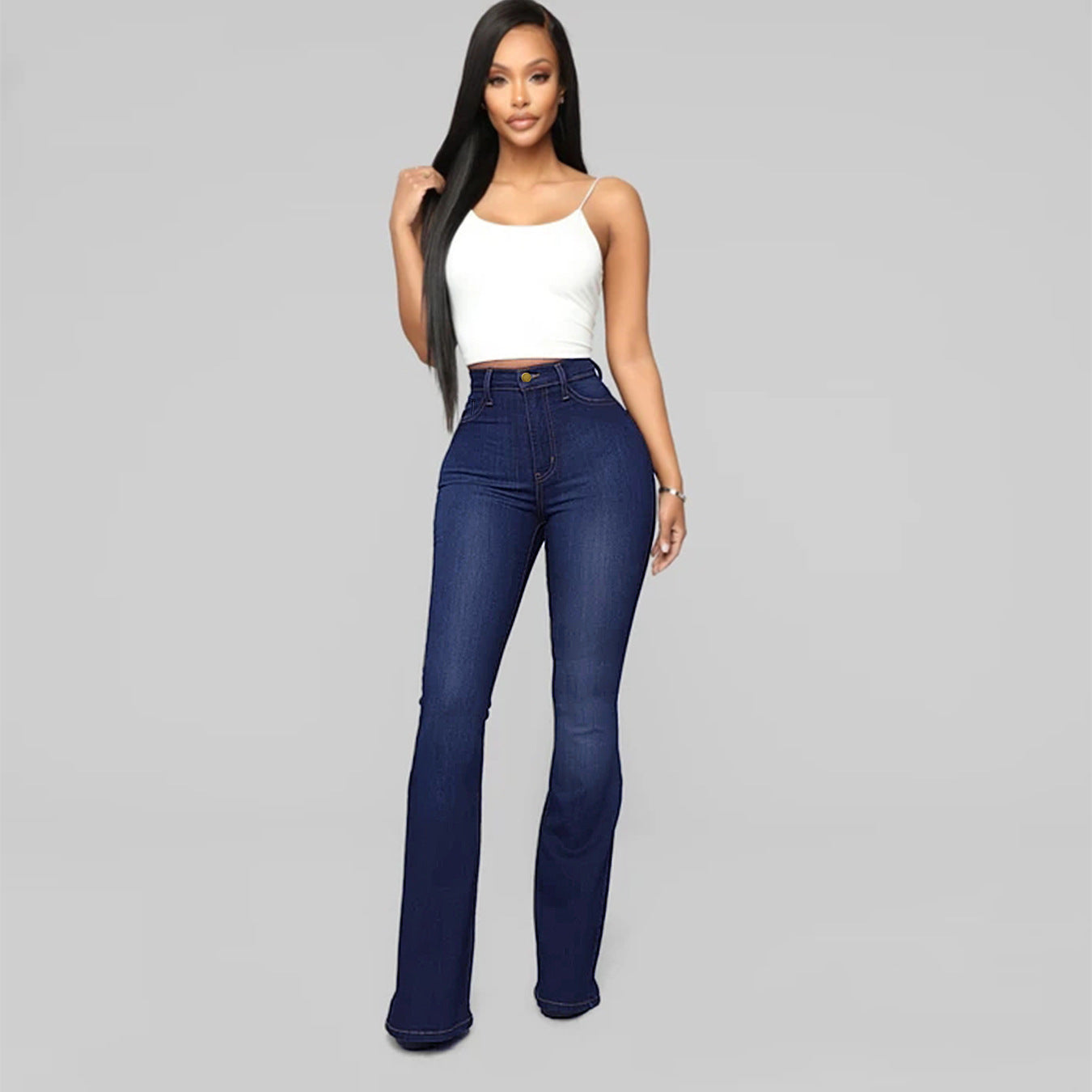 High Waist Stretch Flared Jeans